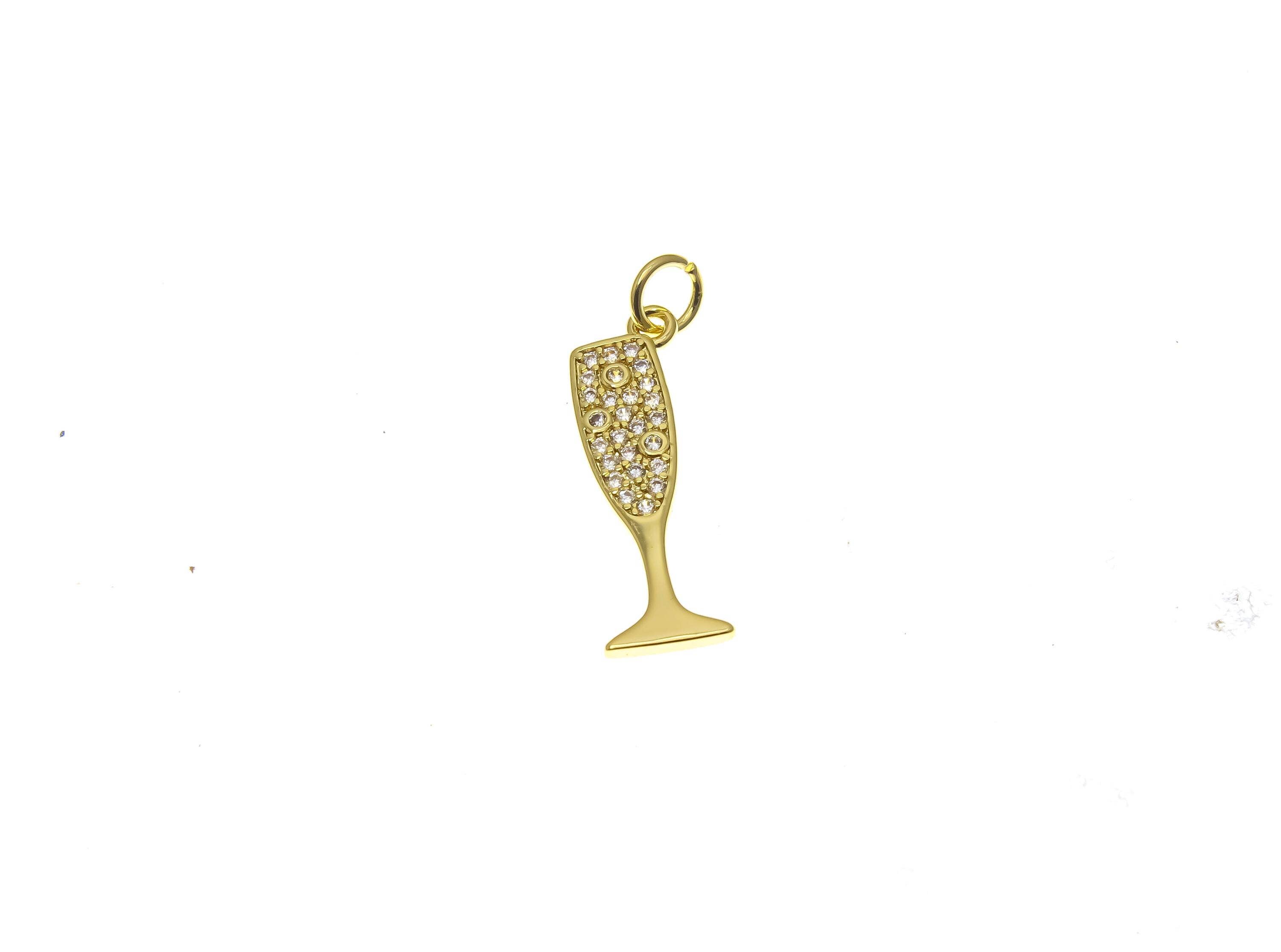 Jewel Pledge - Wholesale Individual Charm/Pendant - 18k Gold Martini & Champagne Flute Charm ,CPG1656CPG16551