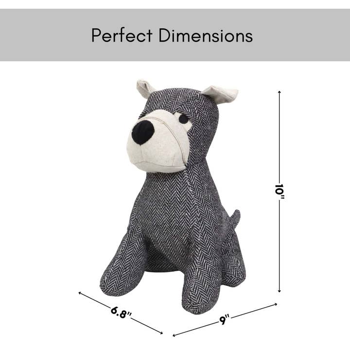 Evideco French Home Goods - Wholesale Door Stop - Dog Door Stop 2.3lb - Black/White Herringbone5