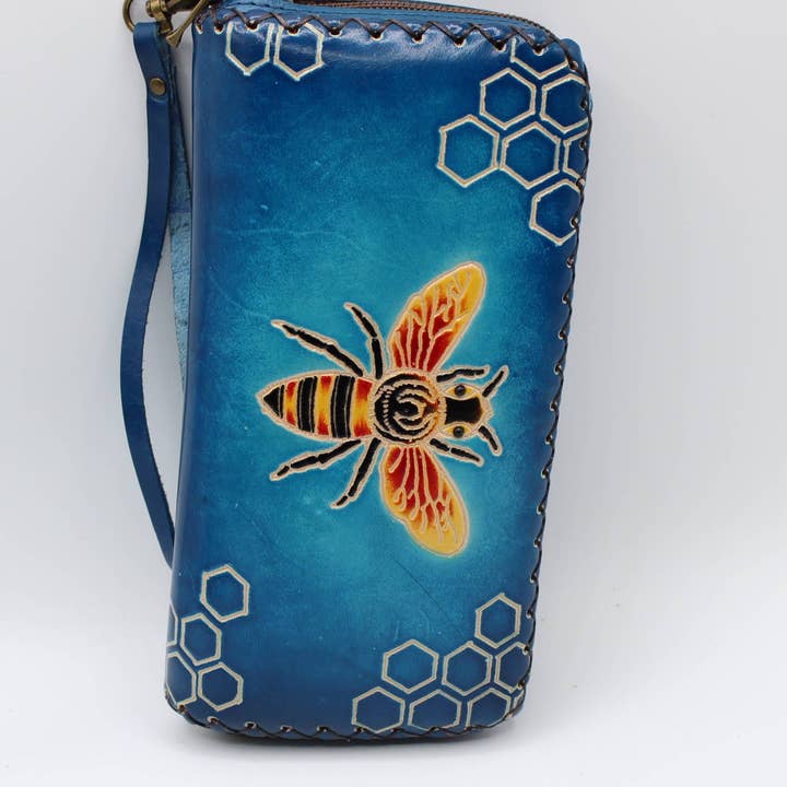 Sunflower Handmade leather inc – Carteira - Mulher por atacado – Carteira artesanal em couro para abelhas1