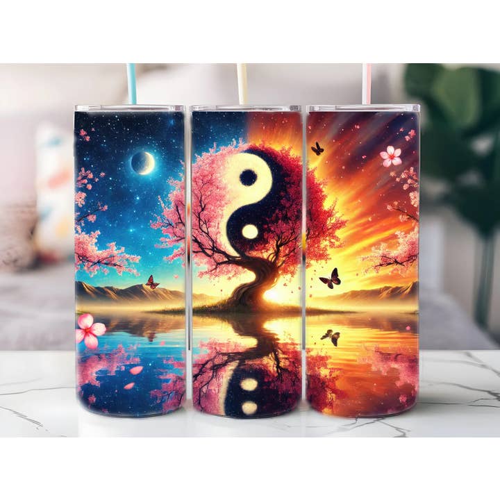 Yin And Yang Sunrise 20oz Tumbler Physical Item for wholesale by Justified Madness1