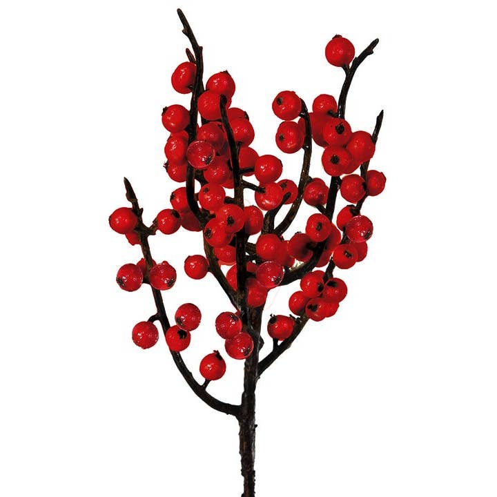 Will's Company - Wholesale Artificial Flowers - Artificial Weatherproof Winterberry Pick - Red or White, 12"