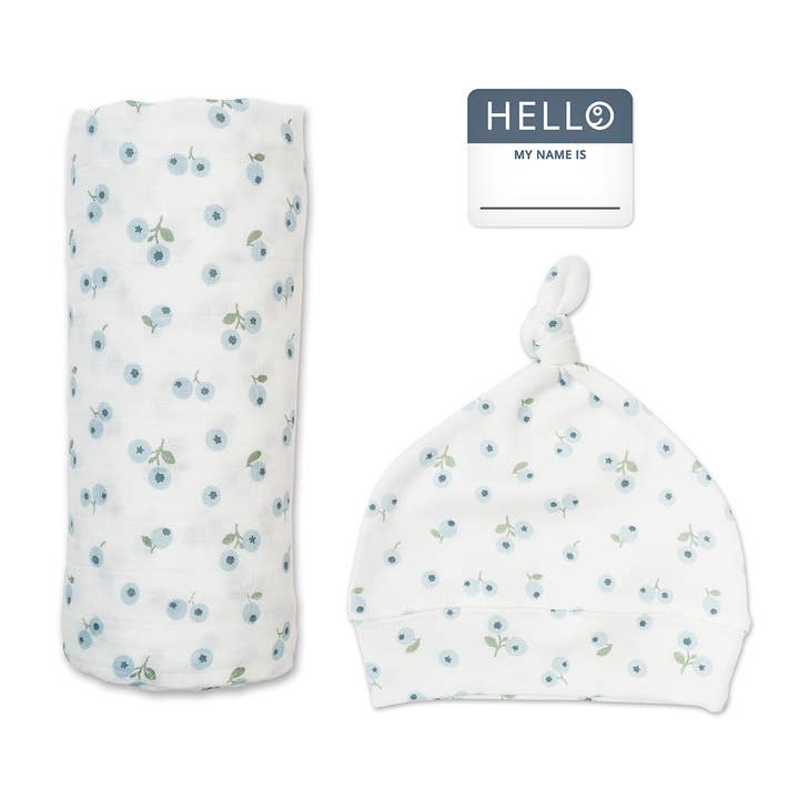 Lulujo Baby - Wholesale Swaddle Set - Baby - Hello World Newborn Set – Blueberries1