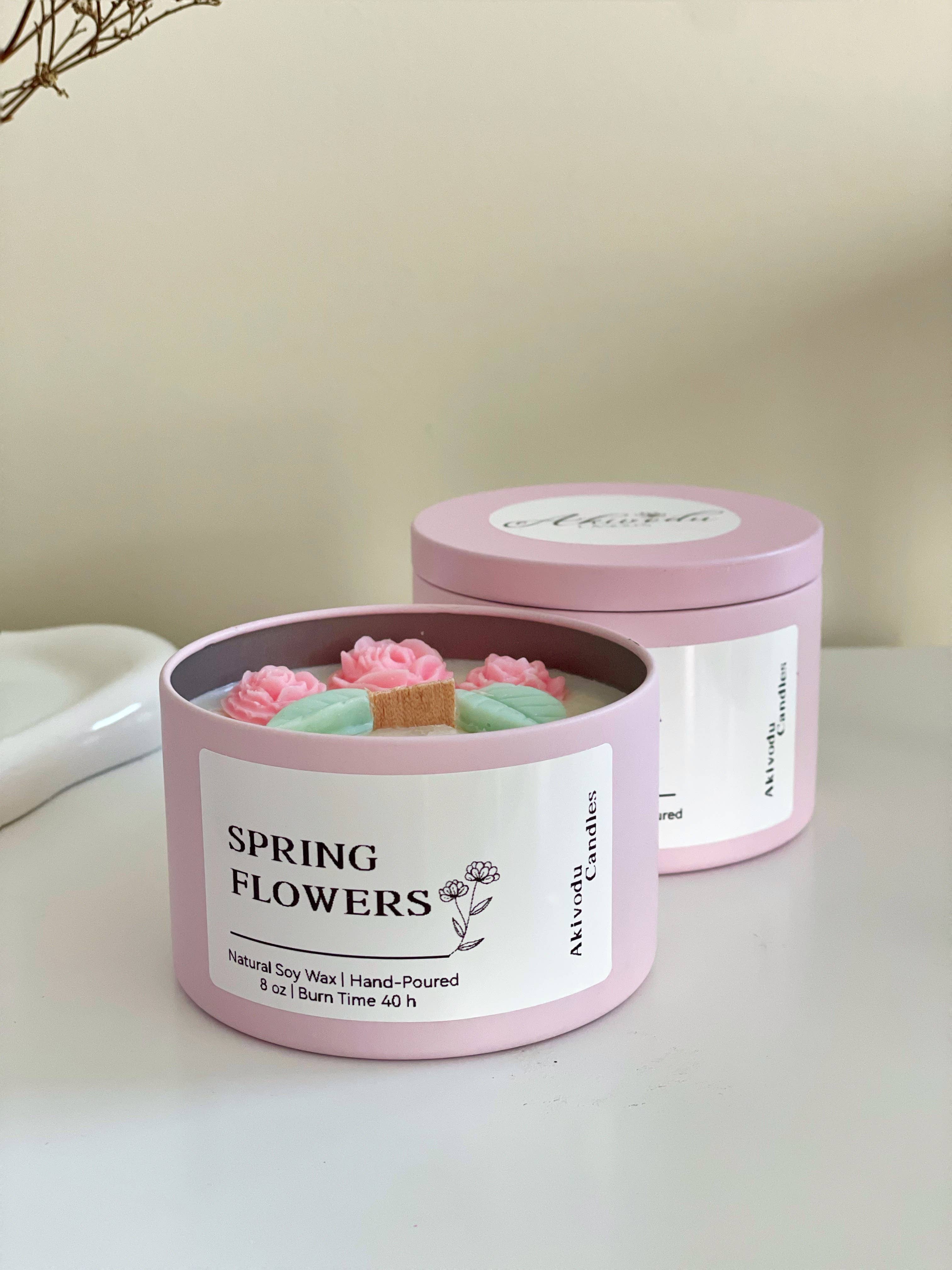 Akivodu Candles - Wholesale Travel Candles - Spring Flower Candle 8 oz - Multiple Scents4