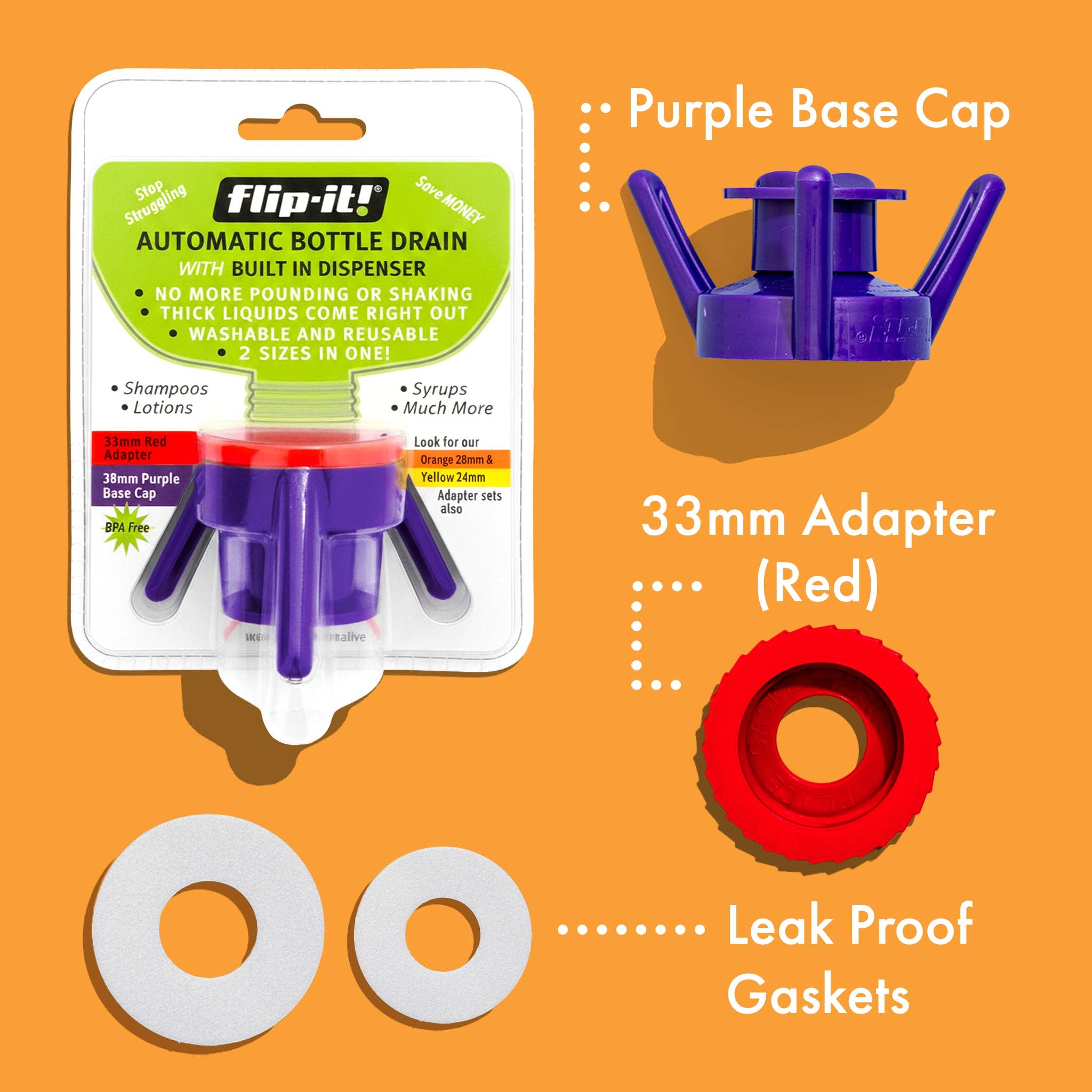 Flip-It! - Wholesale Kitchen Tool/Gadget - Dispensing Stand + 33MM Large Adapter (Red)1