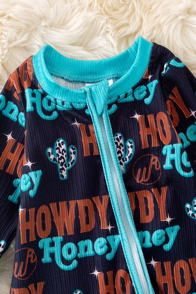 Kids Charm Online - Wholesale Jumpsuit - Baby - Howdy Honey" Black baby bodysuit with footie. RPB50299 AMY1
