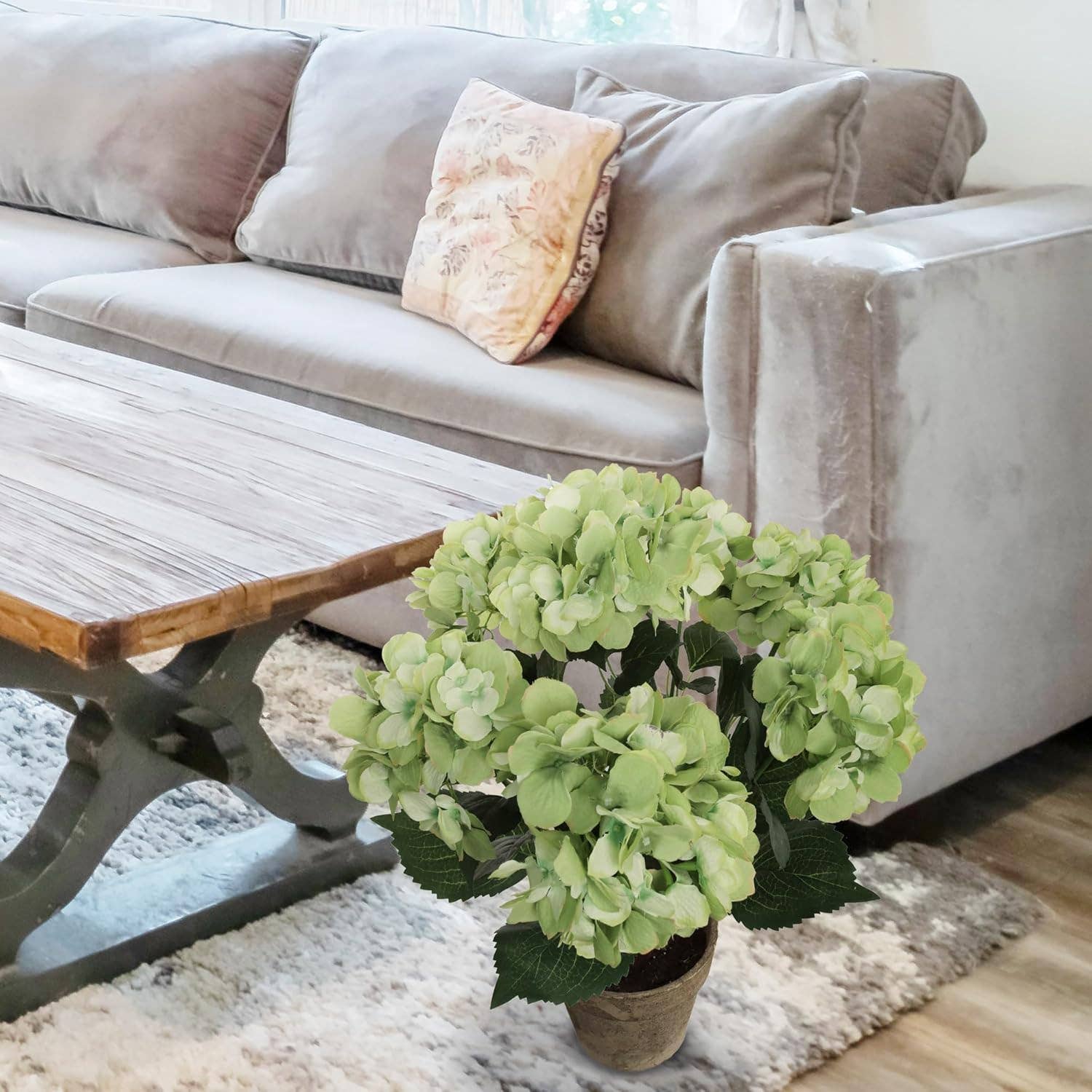 Larksilk - Wholesale Artificial Flowers - Hydrangea Silk Flower Bush,Seven Heads Per Bush,2