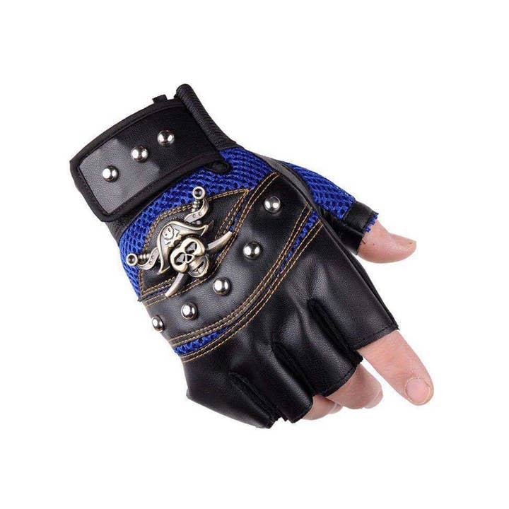 Tourtiwi – Großhandel Handschuhe – Damen – Fingerlose Pirate Skull Motorradhandschuhe