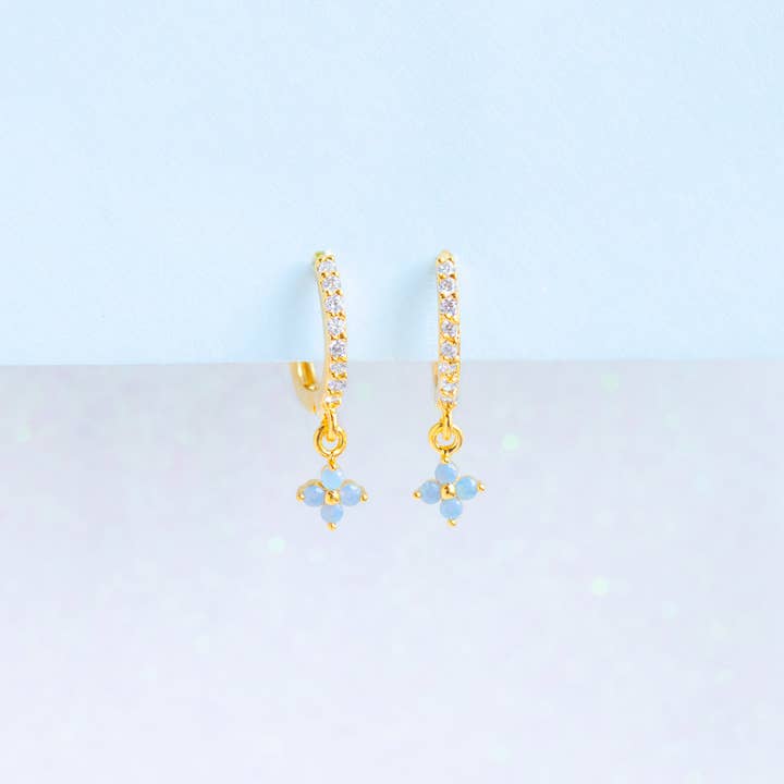 Girls Crew – wholesale Hängande örhängen – Blå Blossom Kärlek Dingla Hoops14