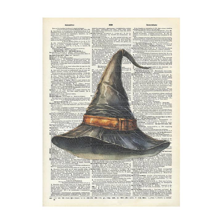 Crazilyhumbledesigns - Wholesale Art Print - Halloween, which hat , Vintage, Dictionary Prints