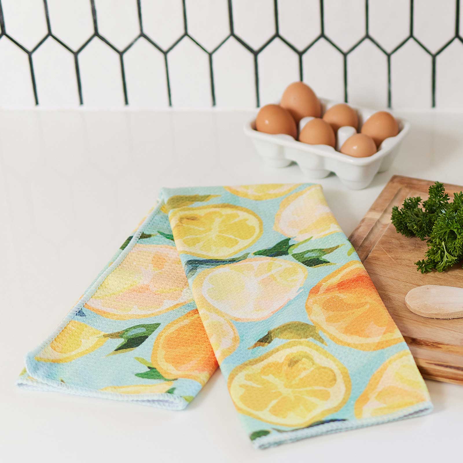 rockflowerpaper - Wholesale Tea Towel - Lemon Slices Eco Kitchen Tea Towel2