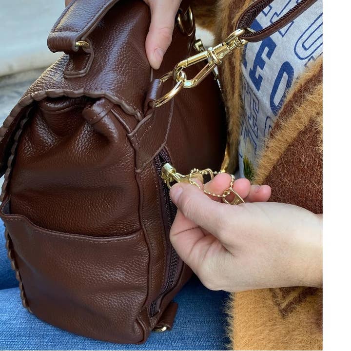 Roma Leathers, Inc. - Wholesale Backpack - Women's - Top grain cowhide leather back pack crossbody shoulder bag2