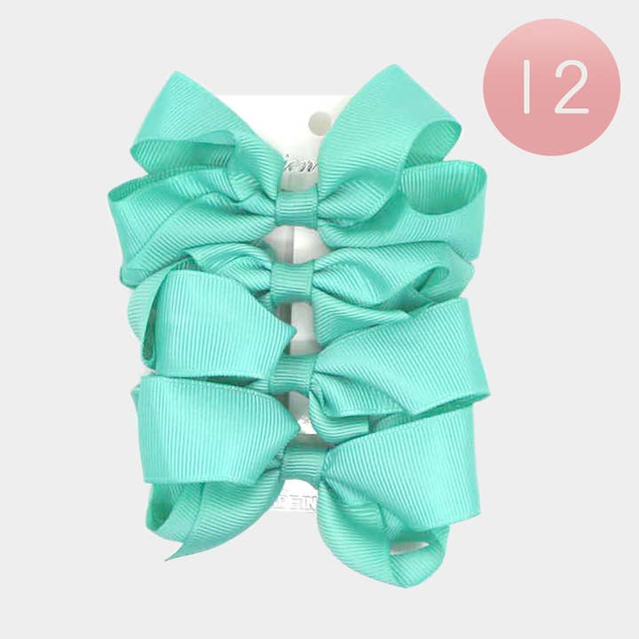 12 set om 4 - Solida hårklämmor med rosett och snäppfäste för wholesale av Sensibling Corp.