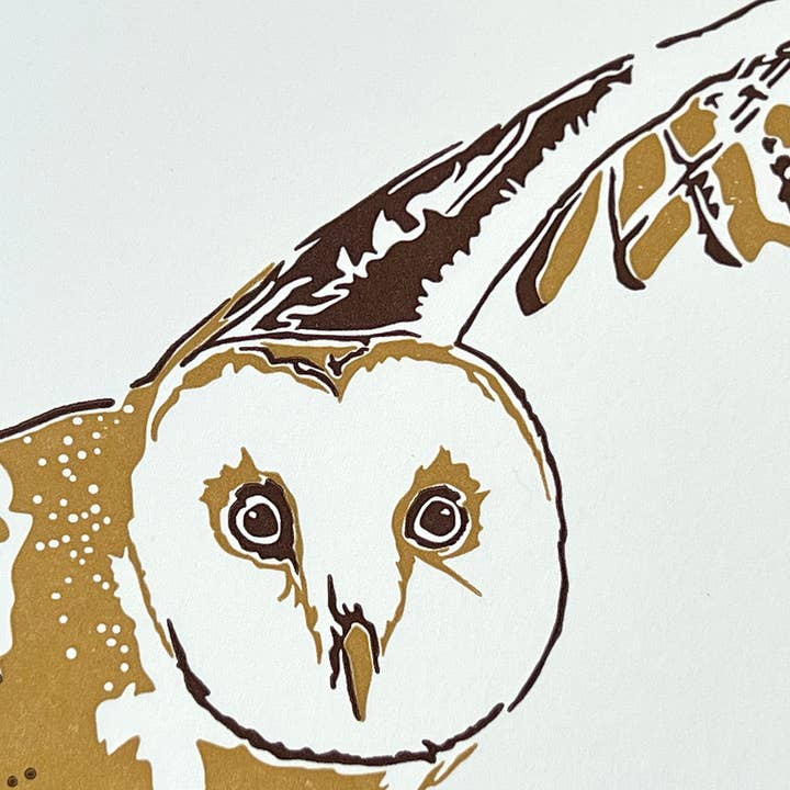 Penguin Ink – wholesale Everyday greeting card – Barn Owl Letterpress Card1