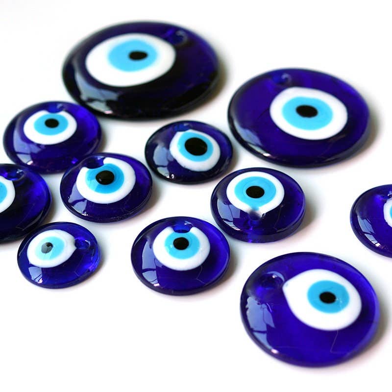 Perimade & Co. LLC - Wholesale Individual Charm/Pendant - Blue Turkish Evil Eye Pendant Necklace Charm in Color Glass3