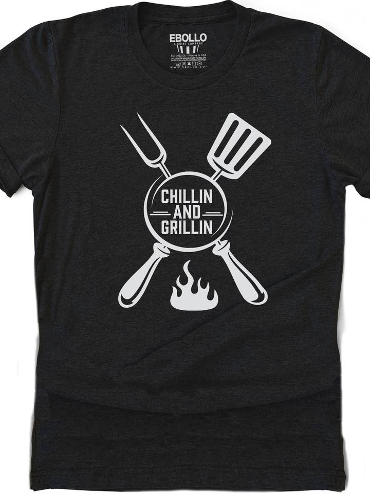 Chillin and Grillin Shirt | BBQ Shirt - Fathers Day Shirt - Barbecue Dad T-shirt - Funny Shirt for Men - Funny Cooking TShirt - Husband Gift for wholesale by EBOLLO
