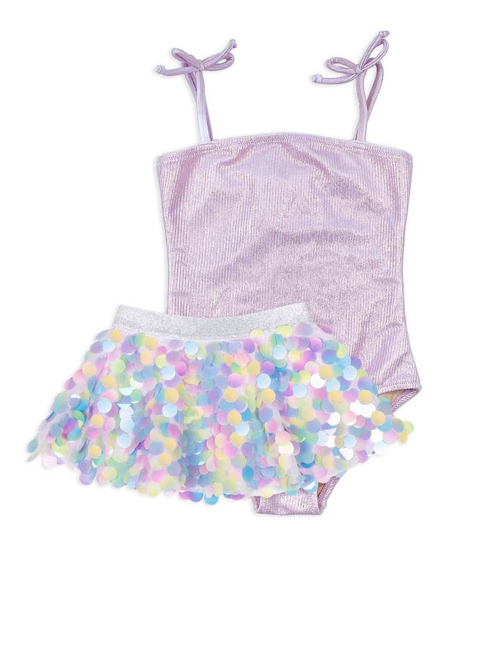 ribbad 1st w. regnbåge paillette kjol - lila för wholesale av Shade Critters - EU