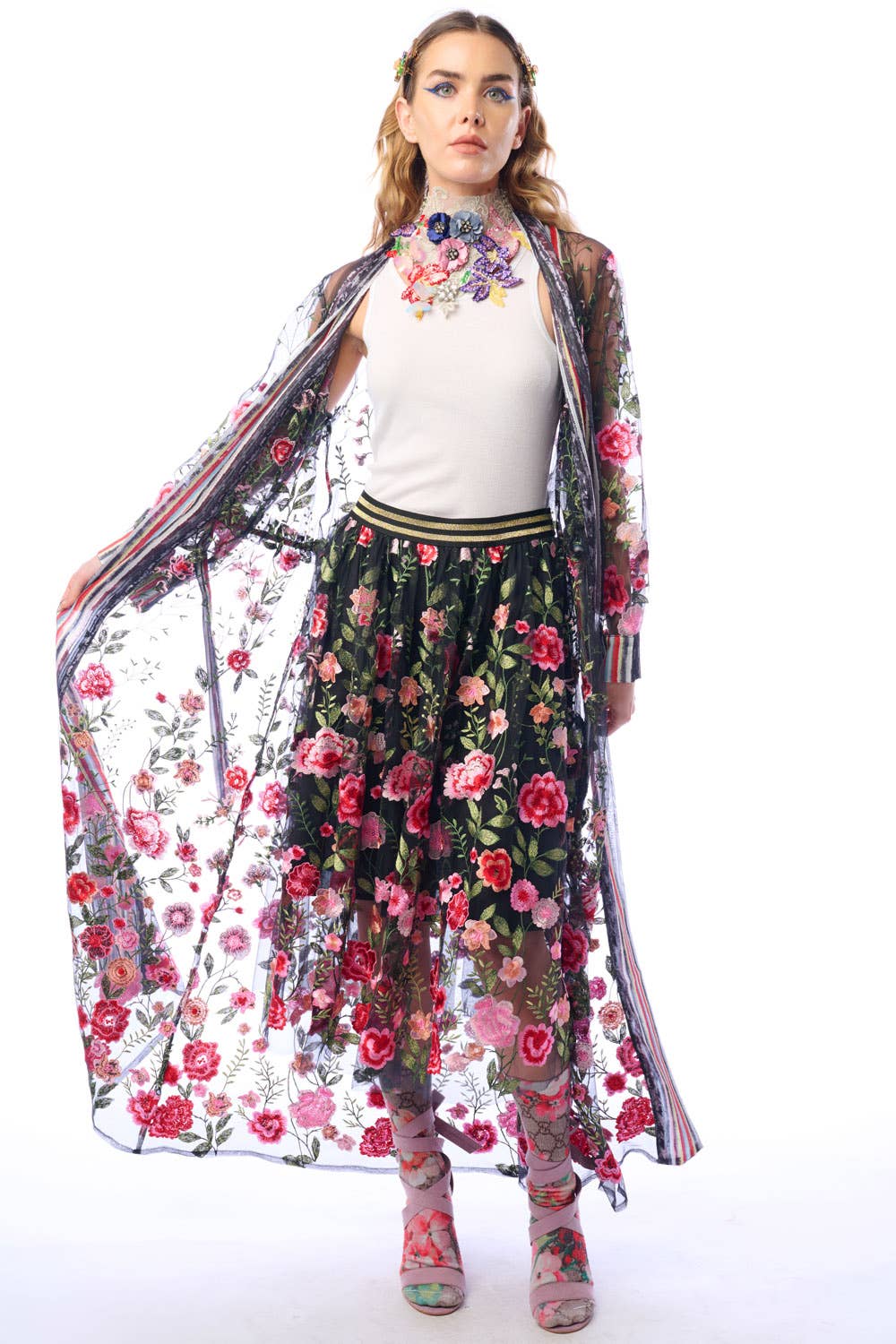 Aratta | Women's Fashion - Wholesale Kimono - Women's - Dark Rose Embroidered Duster6