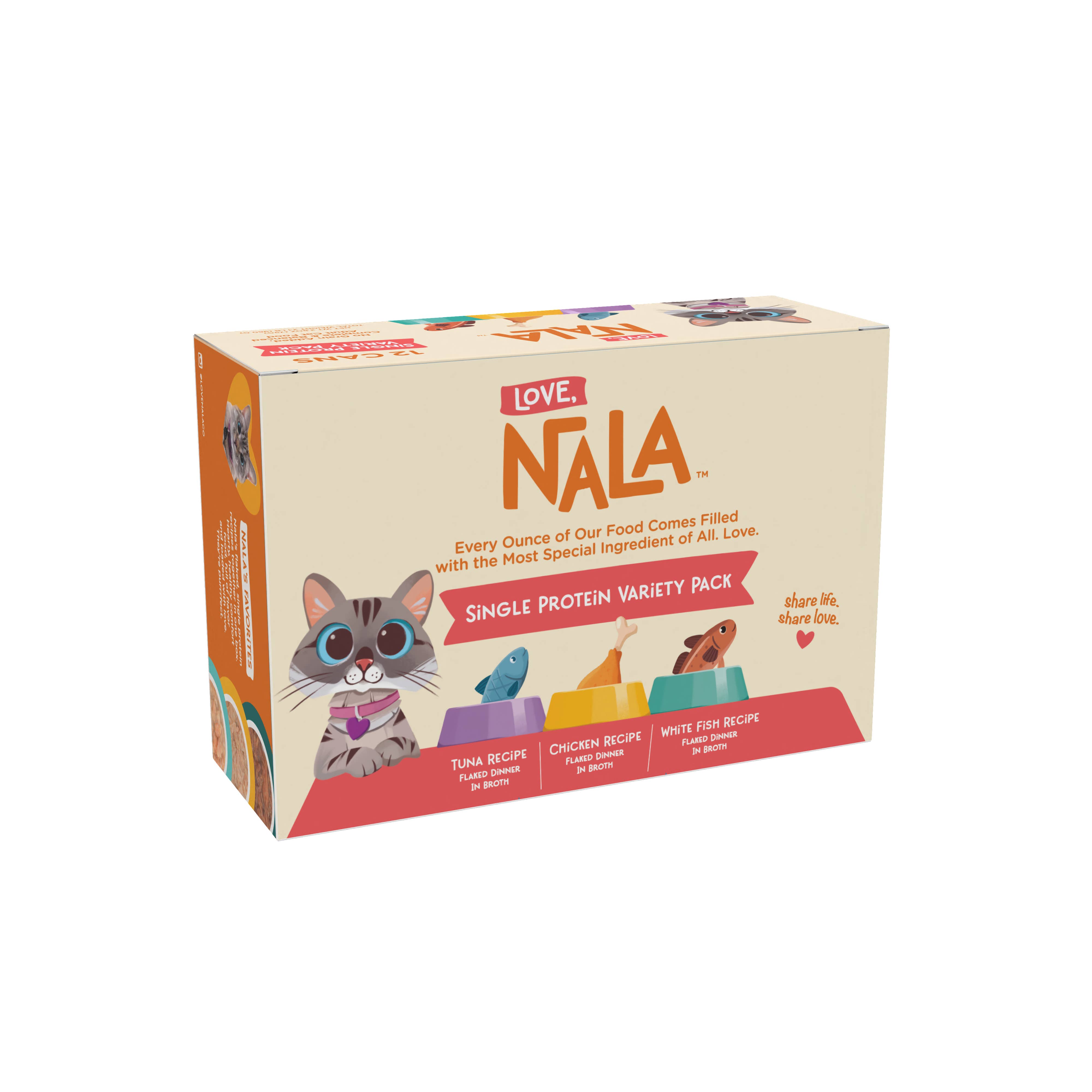 Love, Nala - Wholesale Pet Food - Cat - 12 x Variety Pack Single Protein Recipe Flaked Dinner in Bro