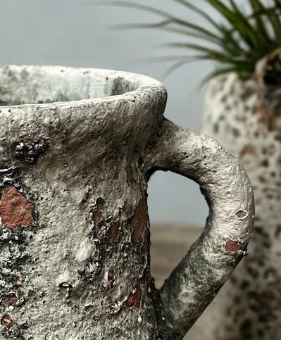 Vagabond Vintage - Wholesale Vase - Cement Rustic Floral Jar2