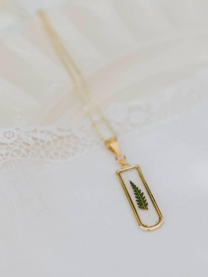 Real Foliage Necklace (semi-oval bezel) for wholesale by Lucky Lucky Studios