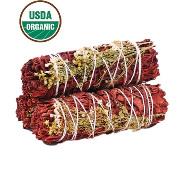 Designs by Deekay Inc. – wholesale Smudge stick – Dragon's Blood Sage w/ Wildflower Smudge Stick (4 in.)0