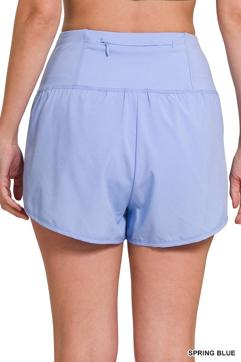 42POPS - Wholesale Athletic Shorts - Women's - ,,,..High Waisted Zippered Back Pocket Running Shorts4