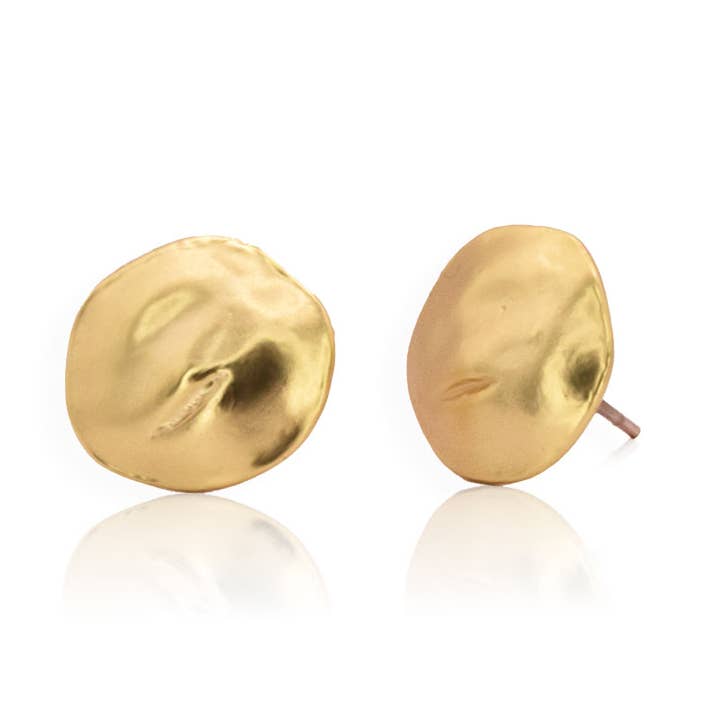 KARINE SULTAN - Wholesale Stud/Post Earrings - Round Shell Stud - 24K Gold Plated0