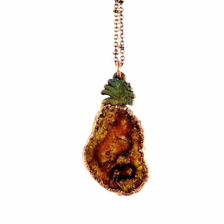 MergingMetals - Wholesale Pendant/Charm Necklace - Pineapple Solar Quartz Necklace