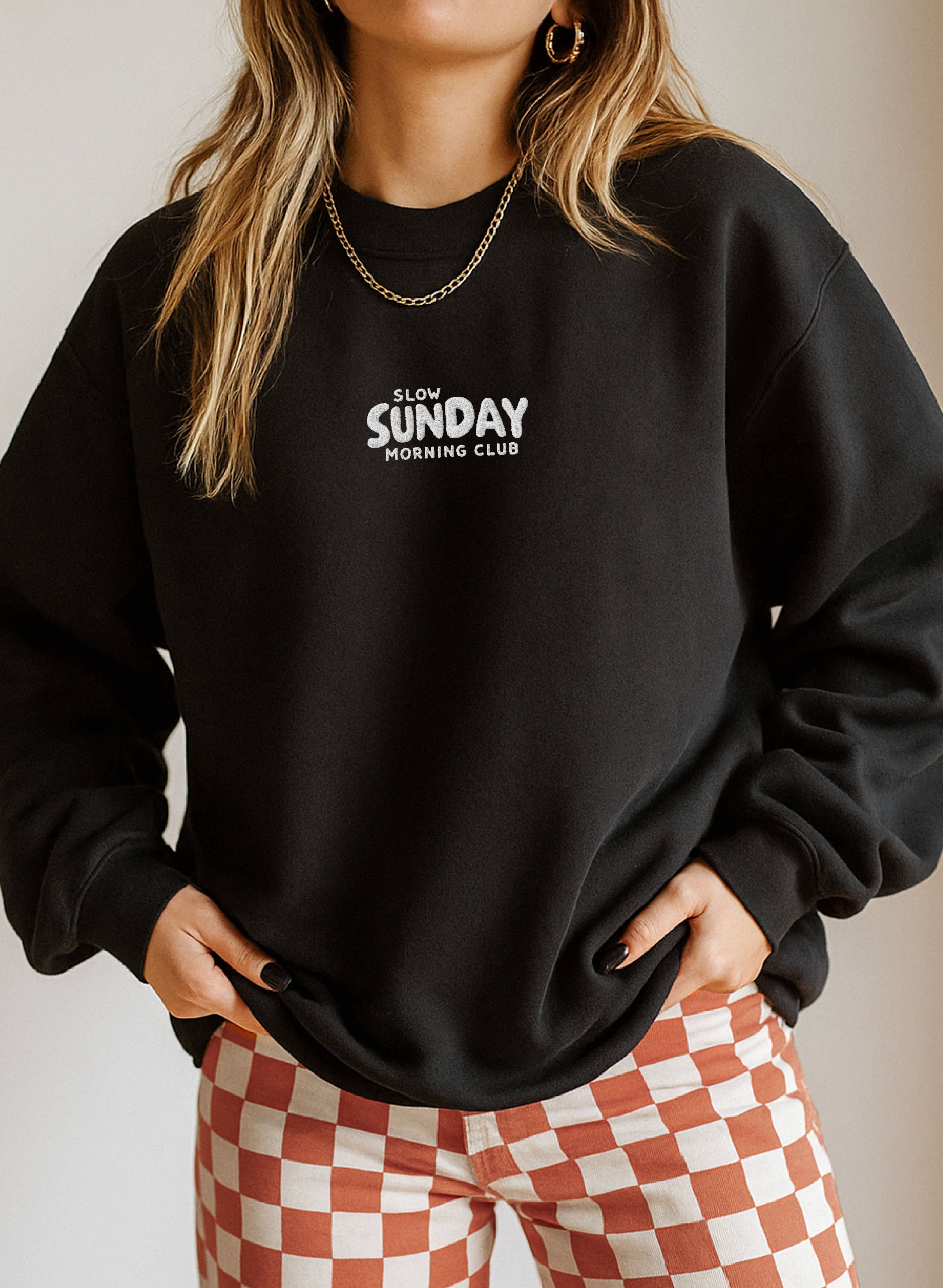 P E T I T R U E - Wholesale Sweatshirt - Women's - Slow Sunday Minimalist Embroidered Sweatshirt 7
