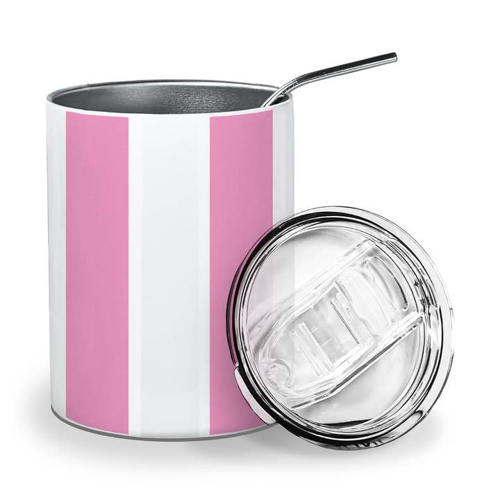 Insulated Tumbler-Everything Tumbler Pink/White Stripe for wholesale by Toss Designs
