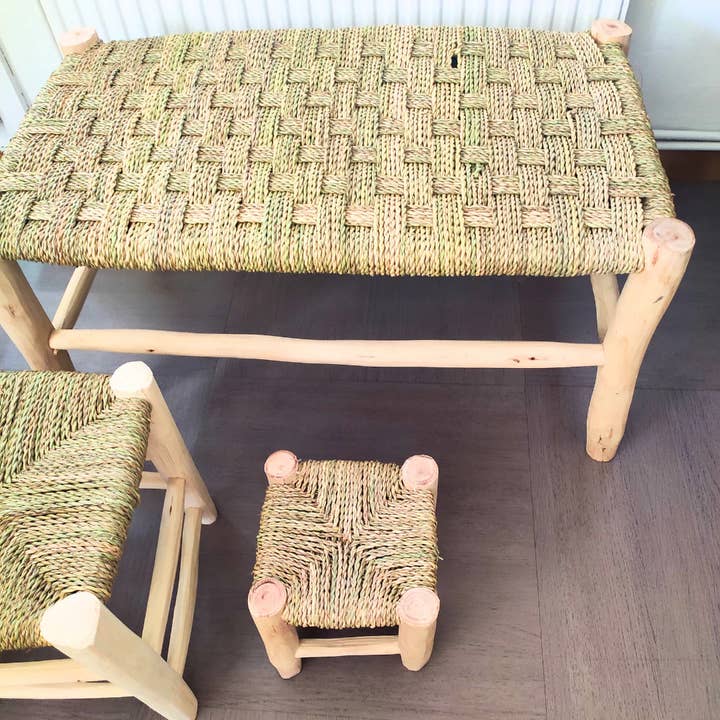High crafty - Wholesale Bench - Handcrafted Moroccan Beldi Bench – Natural Wood & Doum3