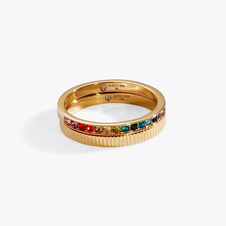 Alex and Ani - Wholesale Multi-Stone Ring - Rainbow Ombre Ring Set of 22