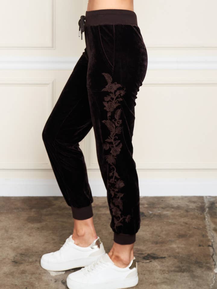 5679-MAP Velvet Embroidered Pull-On Jogger for wholesale by Paparazzi