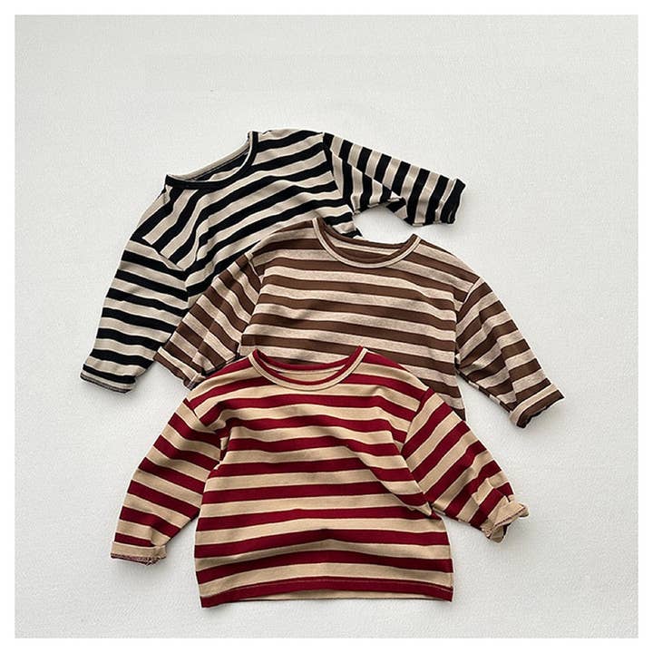 Spring Baby Kids Vintage Striped Crew Neck Long Sleeve Shirt for wholesale by MyKids-USA®