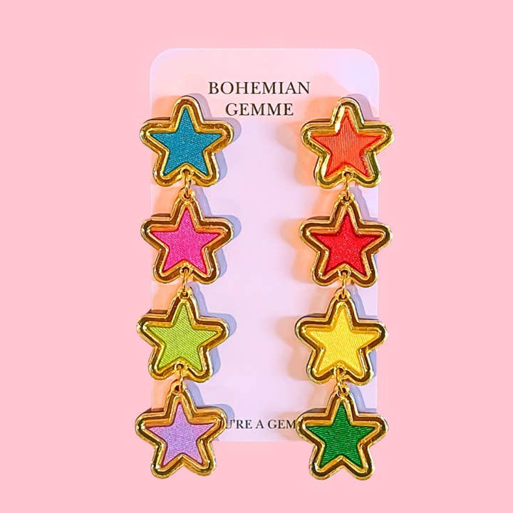 Colorful Star Drop Earrings for wholesale by BOHEMIAN GEMME