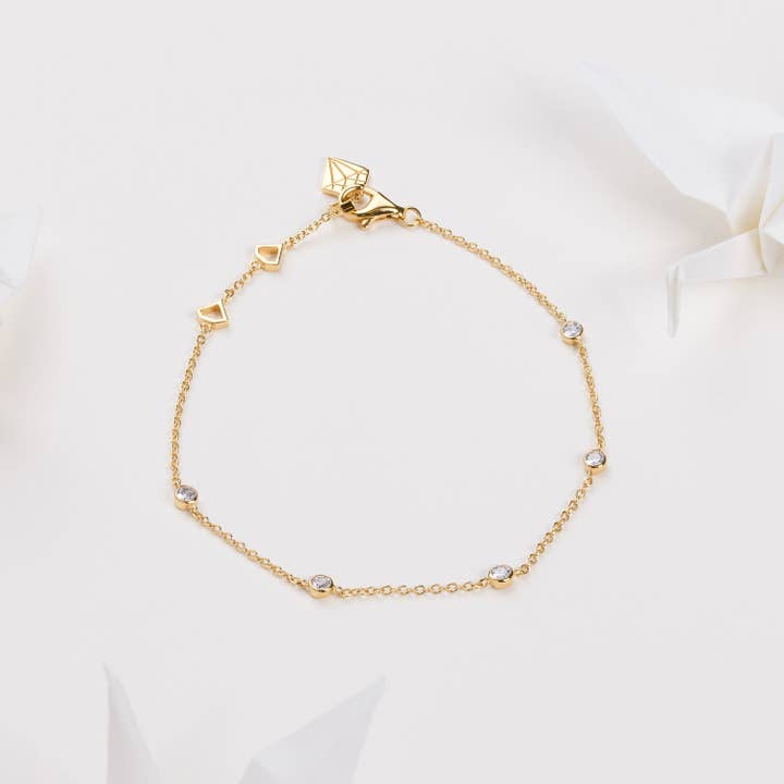 Multi Brilliant Bezel 14K Gold Vermeil Bracelet for wholesale by Wanderlust + Co