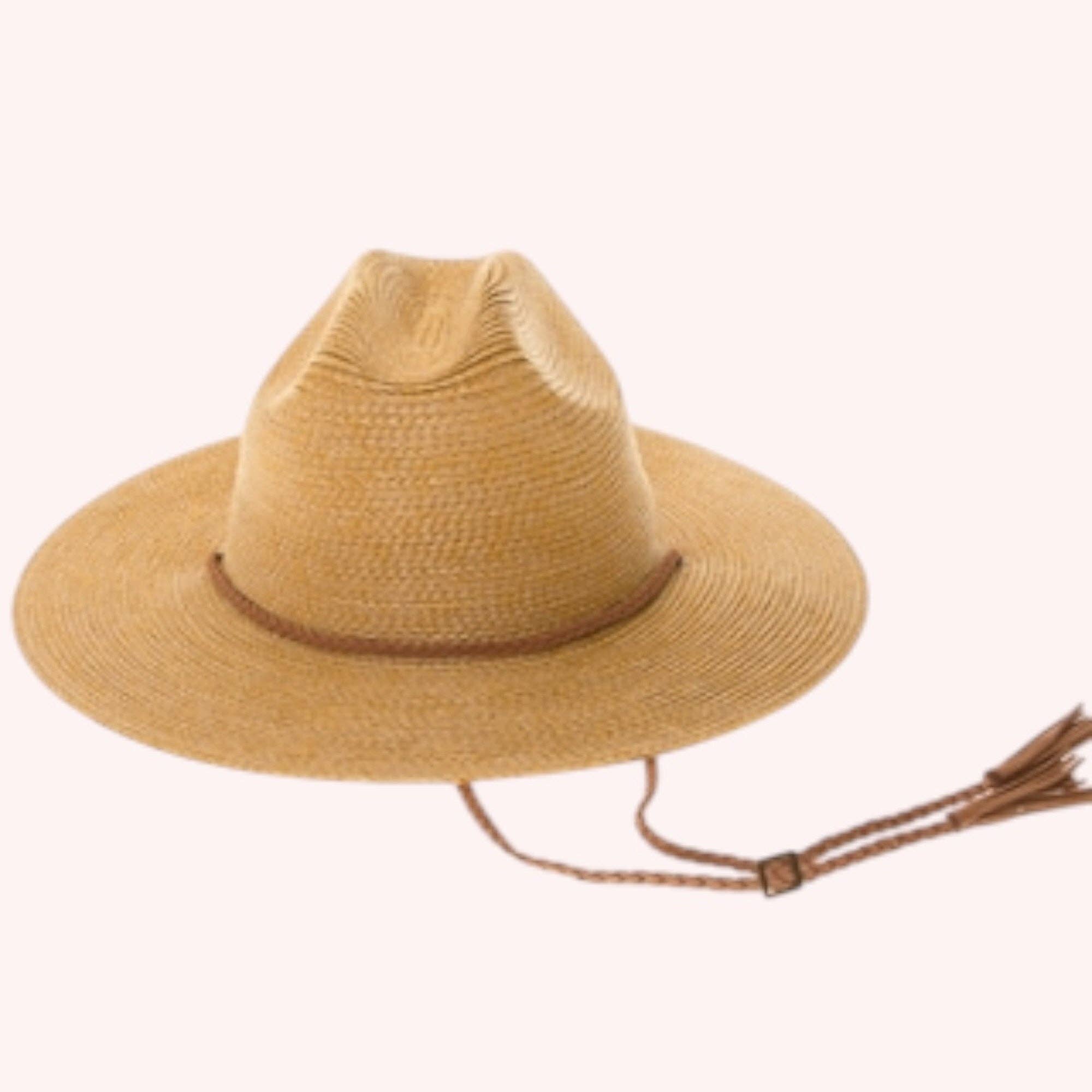 Queens INC - Wholesale Straw Hat - Women's - Packable Straw Cowboy Hat w/ Tassel Cord – UPF 50+10