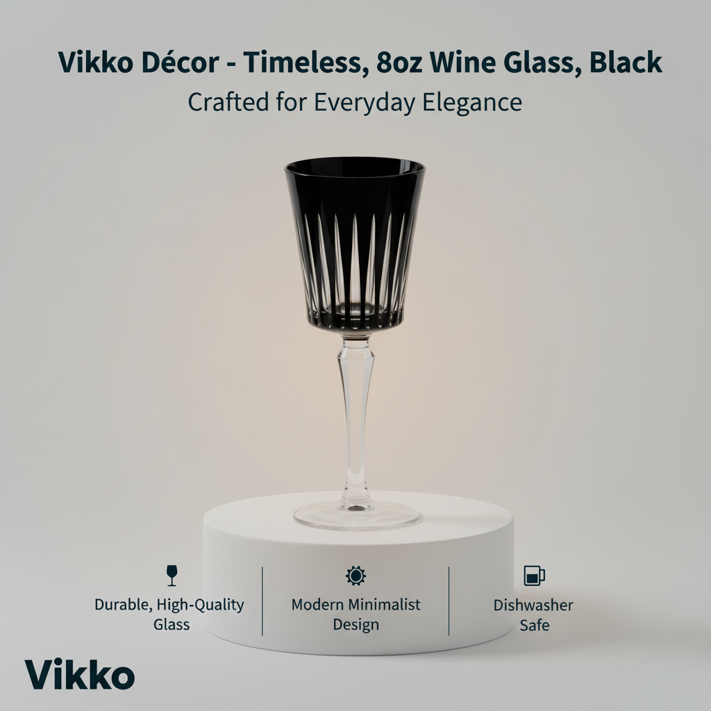 Kadra Kitchenware - Wholesale Wine Glass - Vikko Décor - Timeless, 8oz Wine Glass, Black3