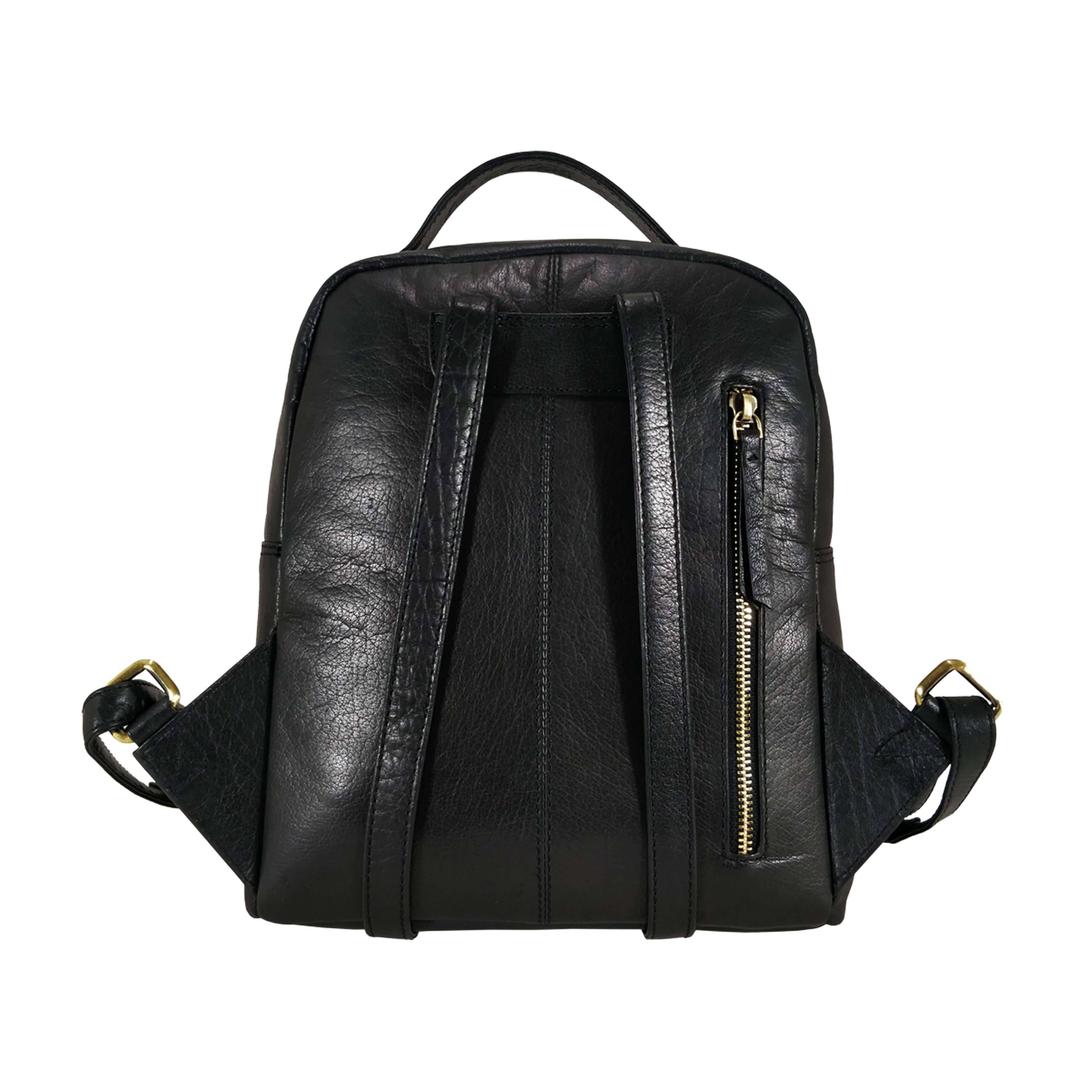 Assots London - Wholesale Backpack - Women's - 'ANGEL' Black Nappa Full Grain Leather Zip-top Backpack5