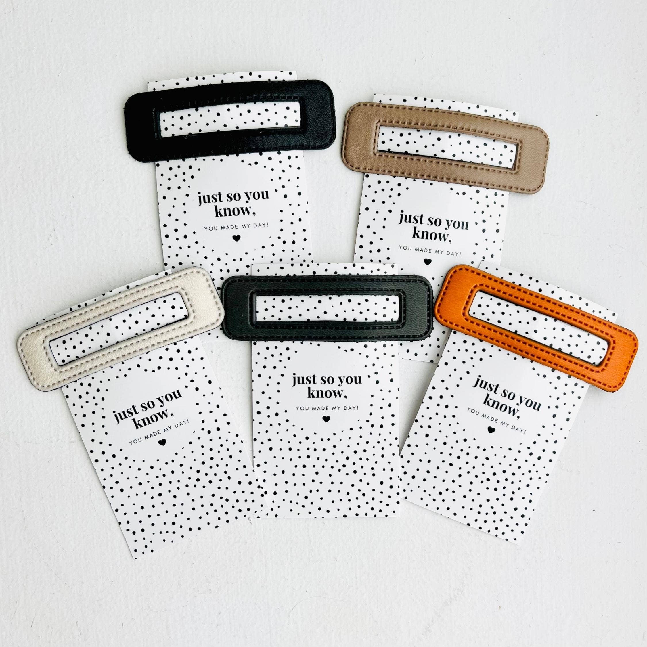 Tiny Gift Society - Wholesale Hair Clip - Women's - Thank You Gifts Vegan Leather Hair Clip - Made My Day Card1