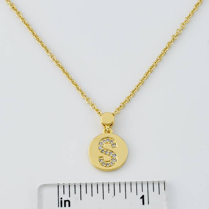 Little Miss Twin Stars - Wholesale Pendant/Charm Necklace - LMTS Classic! Initial Disc Pendant Necklace102
