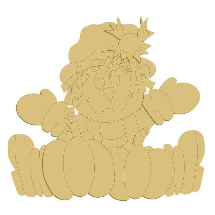 3D Scarecrow Unfinished Wood Cutout Style 15 for wholesale by Diverse Woodworking