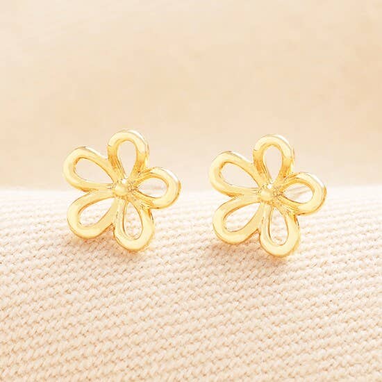 Clou d'oreille fleur en or avec fermoir fleur épais pour la vente par Lisa Angel