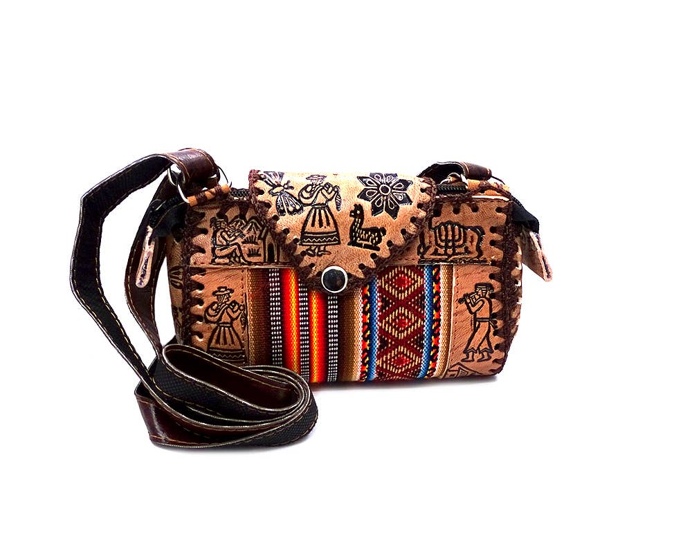 Pichincha - Wholesale Crossbody Bag - Women's - Small Tribal Peruvian Leather Material Crossbody Purse Bag3