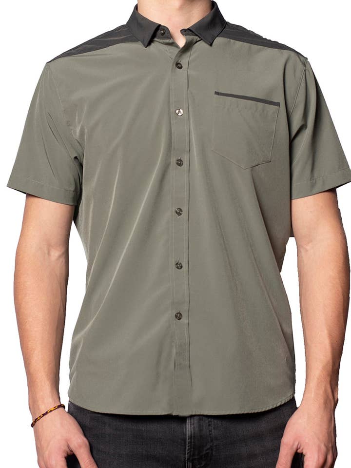 Short Sleeve "Point" Button-Up for wholesale by SpearPoint Apparel