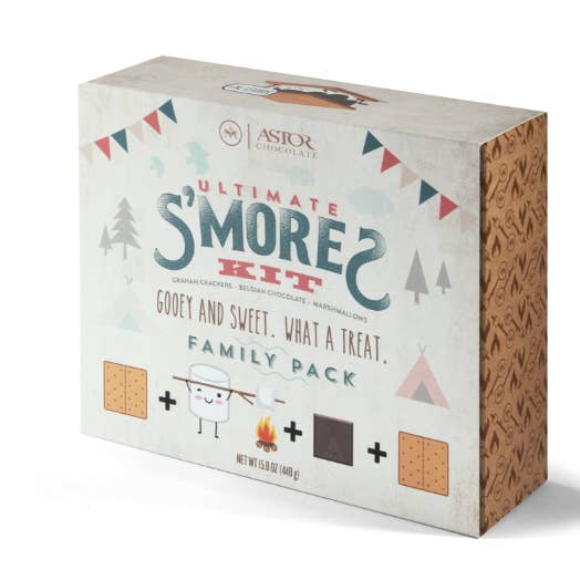 S'mores Kit Gift Box w/Chocolate, Grahams, Marshmallows YUM! for wholesale by Astor Chocolate Corp.