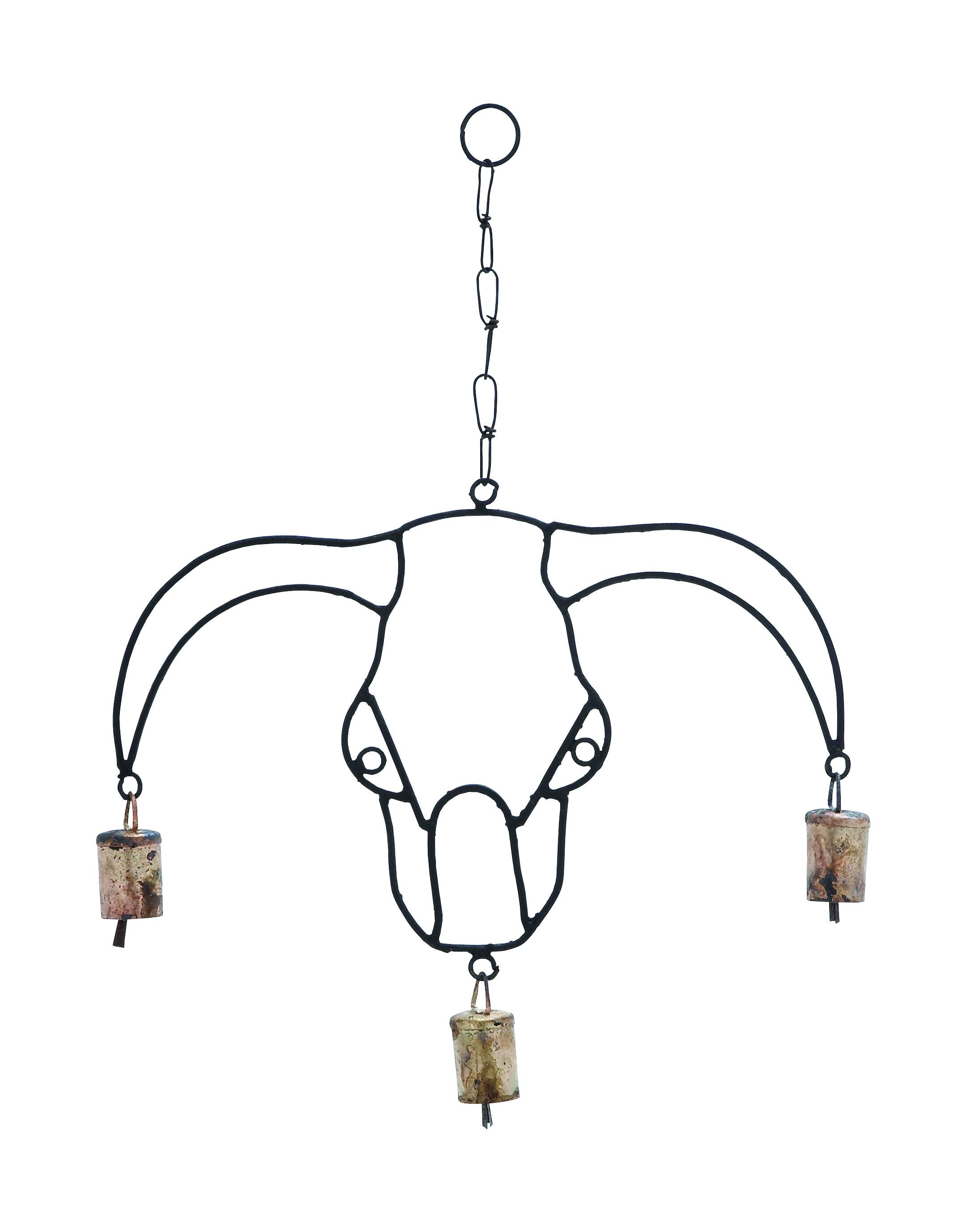 Import Corner – wholesale Wind chime – A-26752: METAL COW HEAD WIND CHIME 18"H, 13"W
