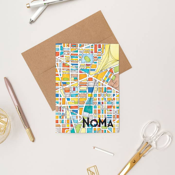 NoMa Map Art Greeting Card for wholesale by Terratorie Maps + Goods