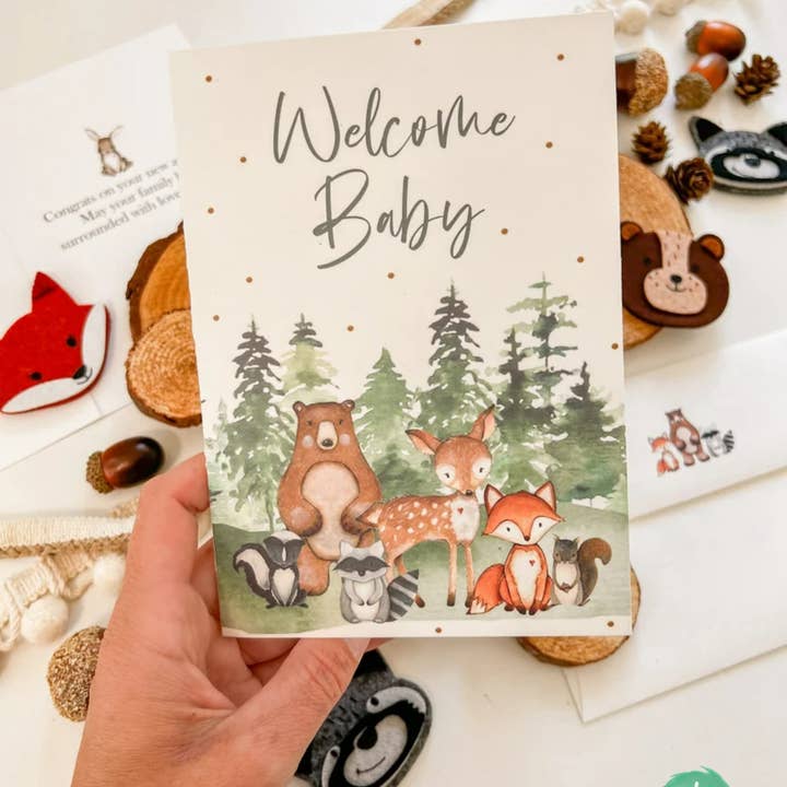 Palm to Pine Design - Wholesale Baby Card - Woodland Welcome Baby Shower Card, Folded Greeting Card3