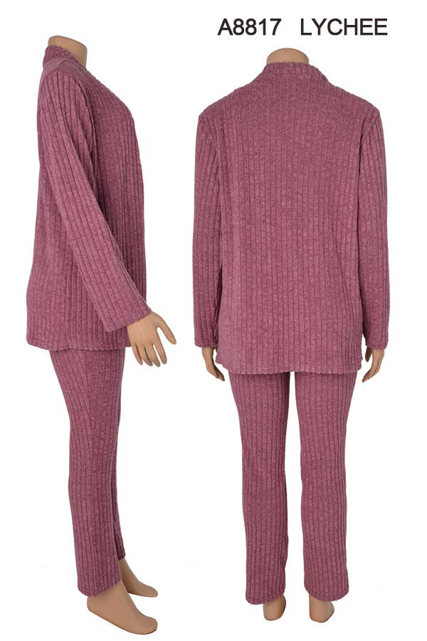 SSImport – Großhandel Loungewear-Set – Damen – A8817 3-TEILIGES SET AUS STRICKJACKE, OBERTEIL, HOSE, VERSCHIEDENE GRÖSSEN, 12ER-SET3